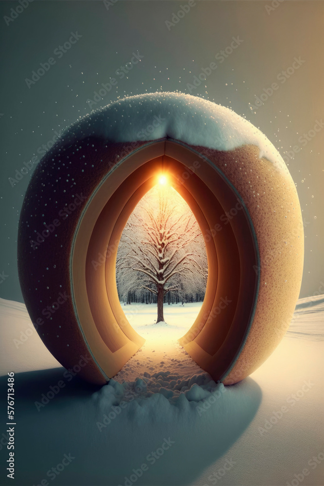 Poster the portal to the other world. future cyber technology time machine. parallel dimension time line co
