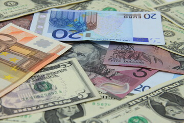 Obraz na płótnie Canvas Various banknotes, paper money, business.