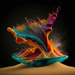 Balloon exploding while touching the sand ,made with Generative AI