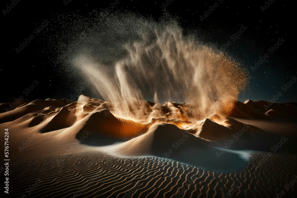 Poster pattern of sand blowing by wind ,made with generative ai