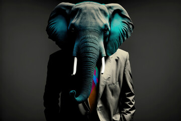 Portrait of Elephant in a business suit ,made with Generative AI
