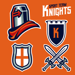 Templar Knight Sport Logo Style Set Object