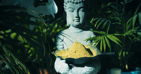 Budha holding Premium Kratom Powder Pure Green leaf Bali Indonesia