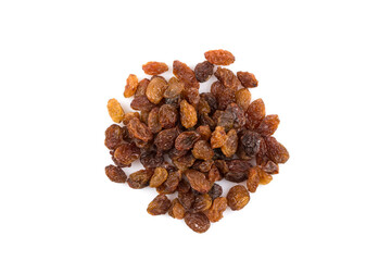 Sweet raisins on white