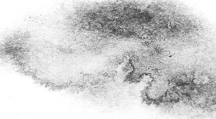 Watercolor texture of black gray ink smudge on white background.