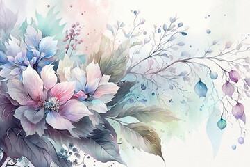 Flower watercolor wallpaper - AI generative