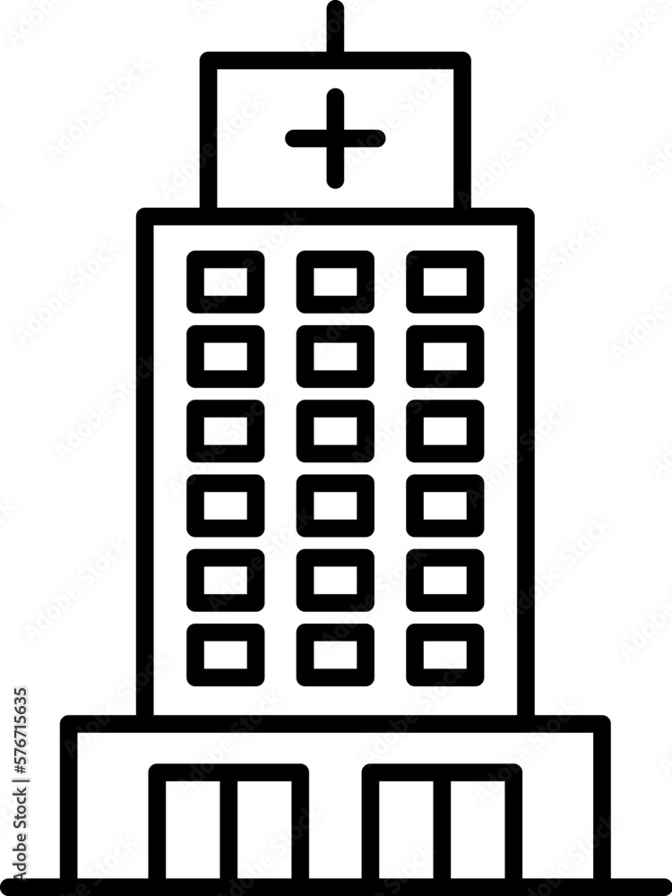 Poster hospital, building icon. simple thin line, outline vector of buildings icons for ui and ux, website 