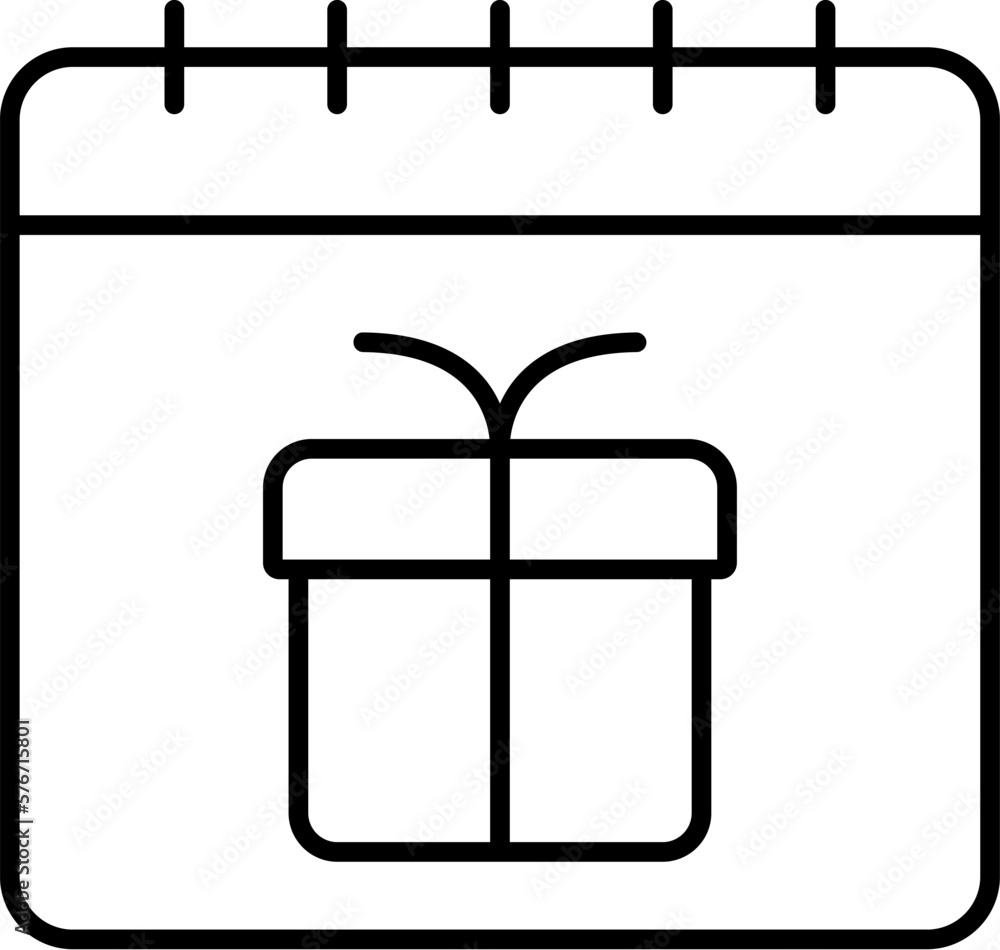 Poster calendar, present icon. simple thin line, outline vector of calendar icons for ui and ux, website or