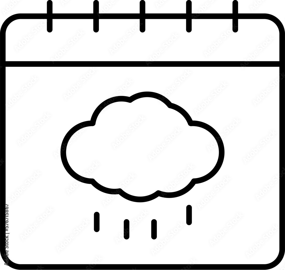 Poster calendar, cloud icon. simple thin line, outline vector of calendar icons for ui and ux, website or m
