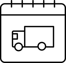 Calendar, truck icon. Simple thin line, outline vector of calendar icons for ui and ux, website or mobile application on white background