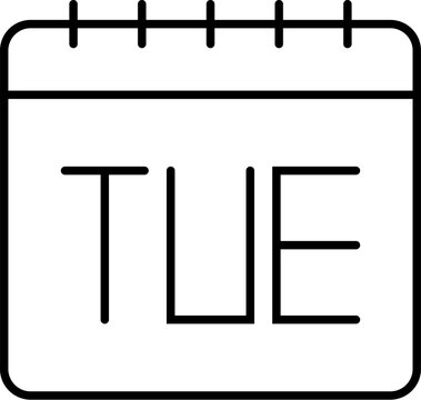 recommend clip art: Calendar, tuesday icon. Simple thin line, outline vector of calendar icons for ui and ux, website or mobile application on white background