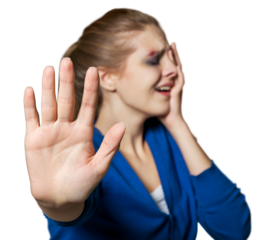 Woman victim of domestic violence and aggression