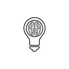 Light bulb with a brain inside outline icon. Simple vector for UI and UX, website or mobile application on white background