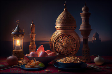 Realistic ilustration. Egypt ramadan and kan lkalili. Generative ai
