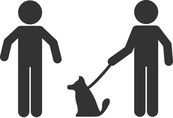 Friends are walking a dog vector icon