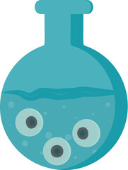 Flask, eyes, liquid, color vector icon
