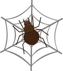 Spider, web, color vector icon