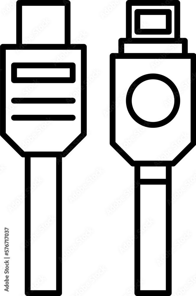 Poster hardware, usb cable icon. simple thin line, outline vector of hardware icons for ui and ux, website 
