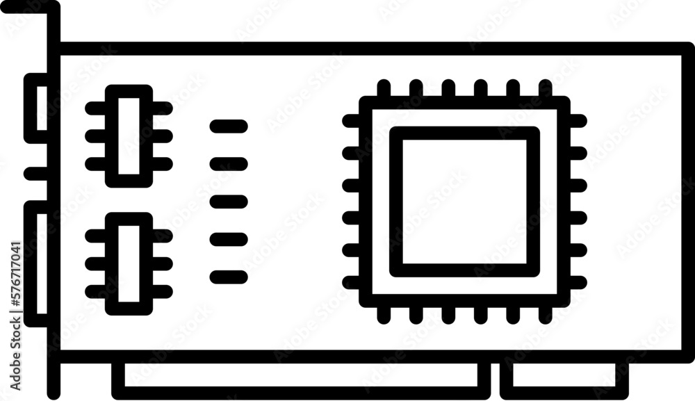Poster hardware, chip, processor, video card icon. simple thin line, outline vector of hardware icons for u