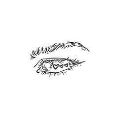 eyes, hearts art hand draw