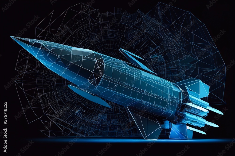 Poster abstract image of rocket of a starry sky or space, consisting generative ai