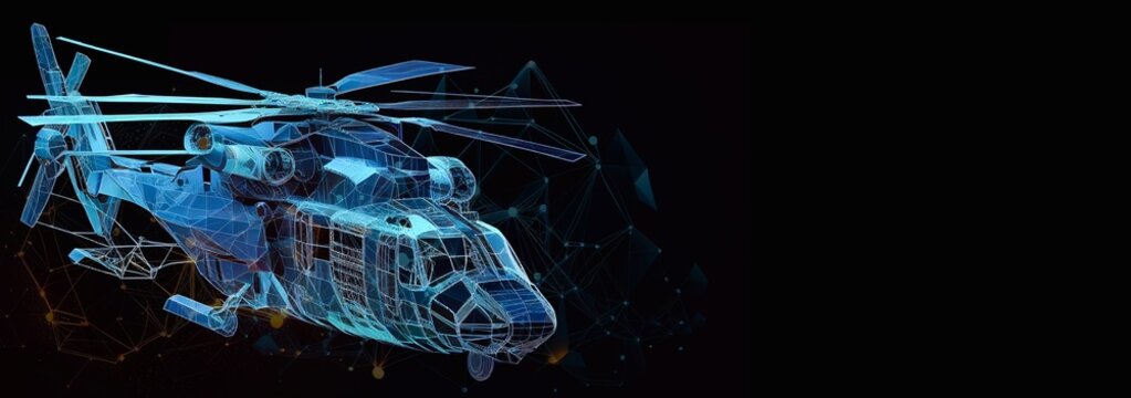 Abstract image of a helicopter in the form of a starry sky or Generative AI