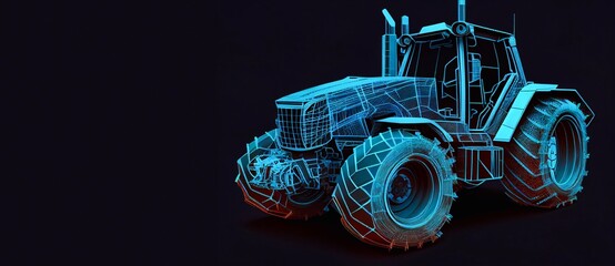 Bright mesh wheeled tractor with glare effect. White wire Generative AI
