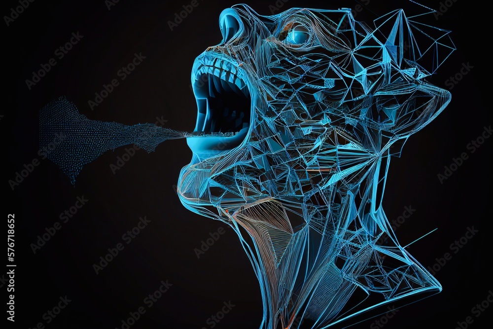 Poster lines connected to thinkers, symbolizing the meaning of artifici generative ai