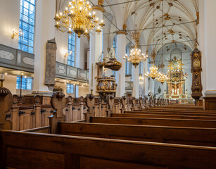 Fototapeta premium The Church of Our Saviour interior after service, Copenhagen, Denmark