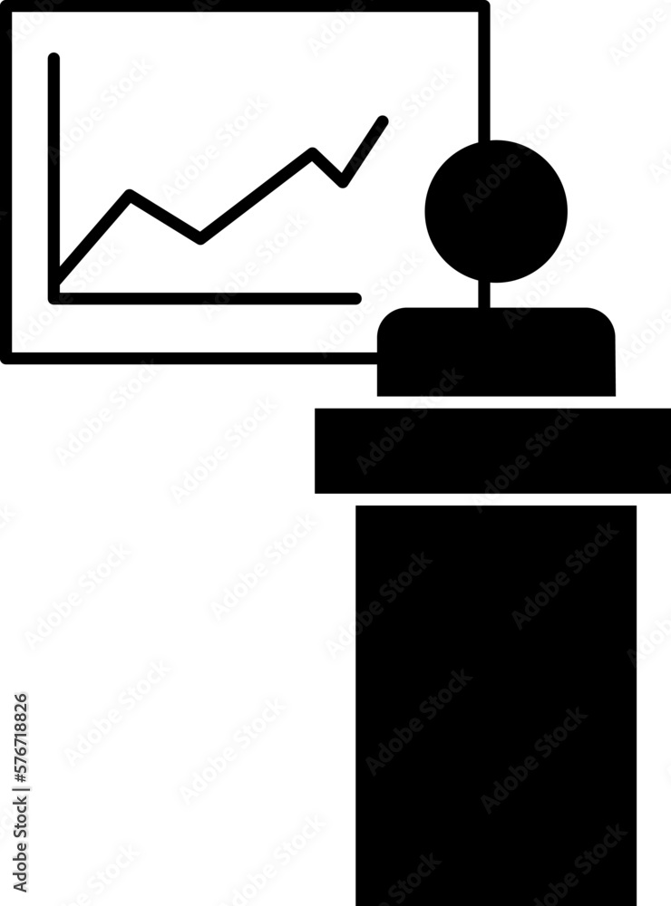 Poster man diagram explains icon. simple glyph, flat vector of people icons for ui and ux, website or mobil