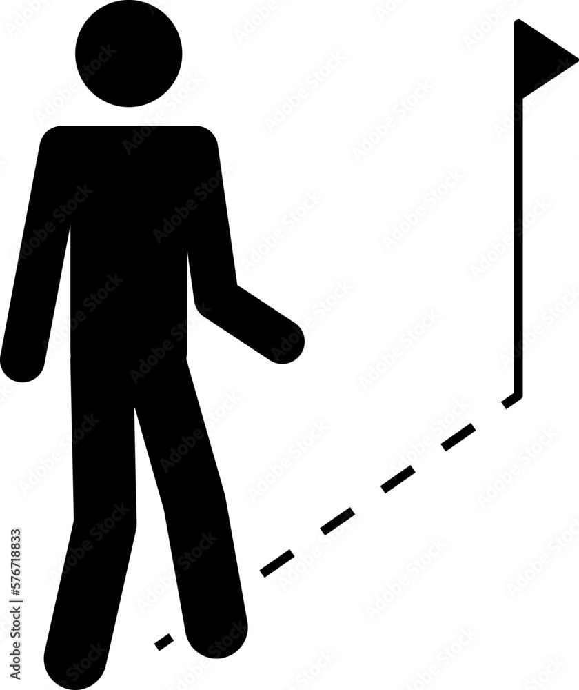Poster a man goes to the checkbox icon. simple glyph, flat vector of people icons for ui and ux, website or