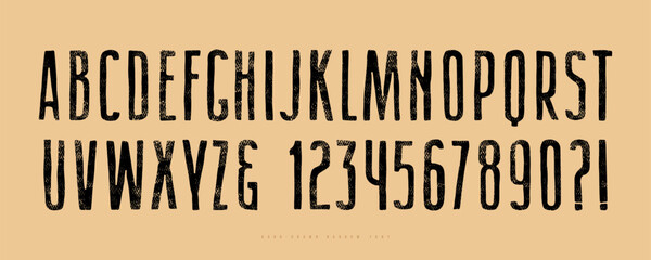 Narrow sans serif font in the style of hand drawn graphic