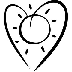 Heart with the sun inside sketch hand draw