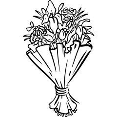 Bouquet of flowers sketch vector illustration hand draw