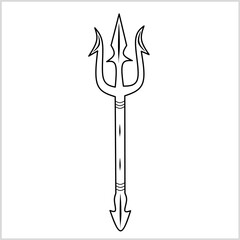 Tombak Trisula, Iconic Traditional Weapon from south Sumatra, Indonesia. Vector Illustration