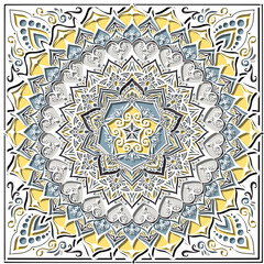 マンダラアート(ハート、幾何学模様、円形、五角形、切り絵、切り紙、立体的)