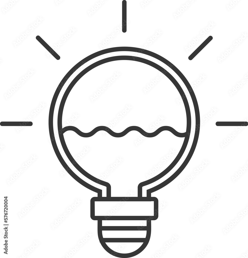 Poster light bulb with water inside icon. simple outline vector of sustainable energy set icons for ui and 
