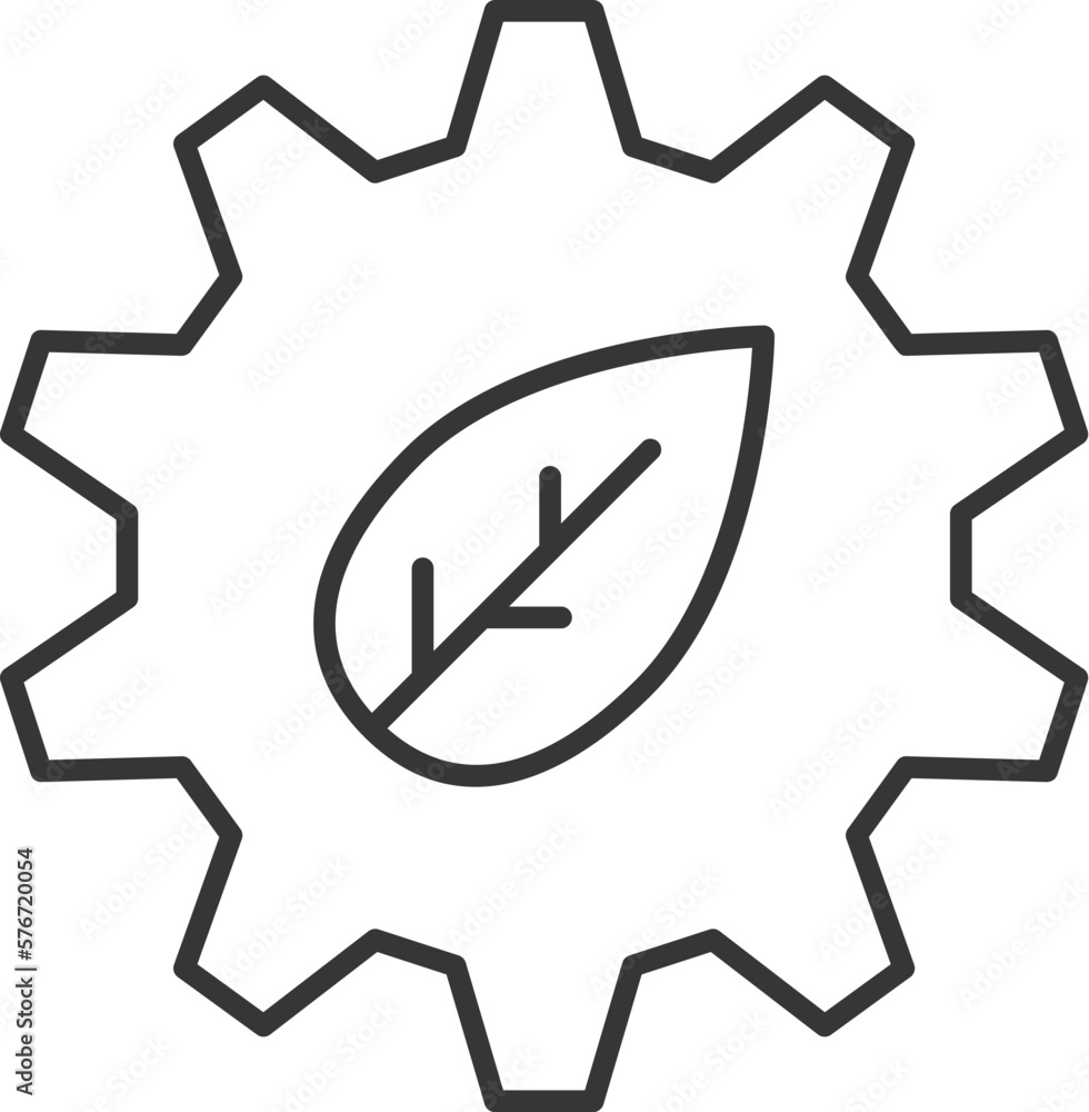 Poster leaf in gear icon. simple outline vector of sustainable energy set icons for ui and ux, website or m