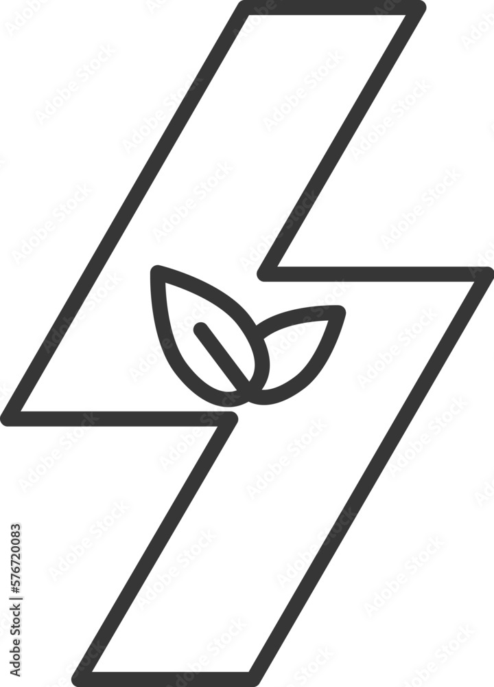 Poster plant in the sign of lightning icon. simple outline vector of sustainable energy set icons for ui an