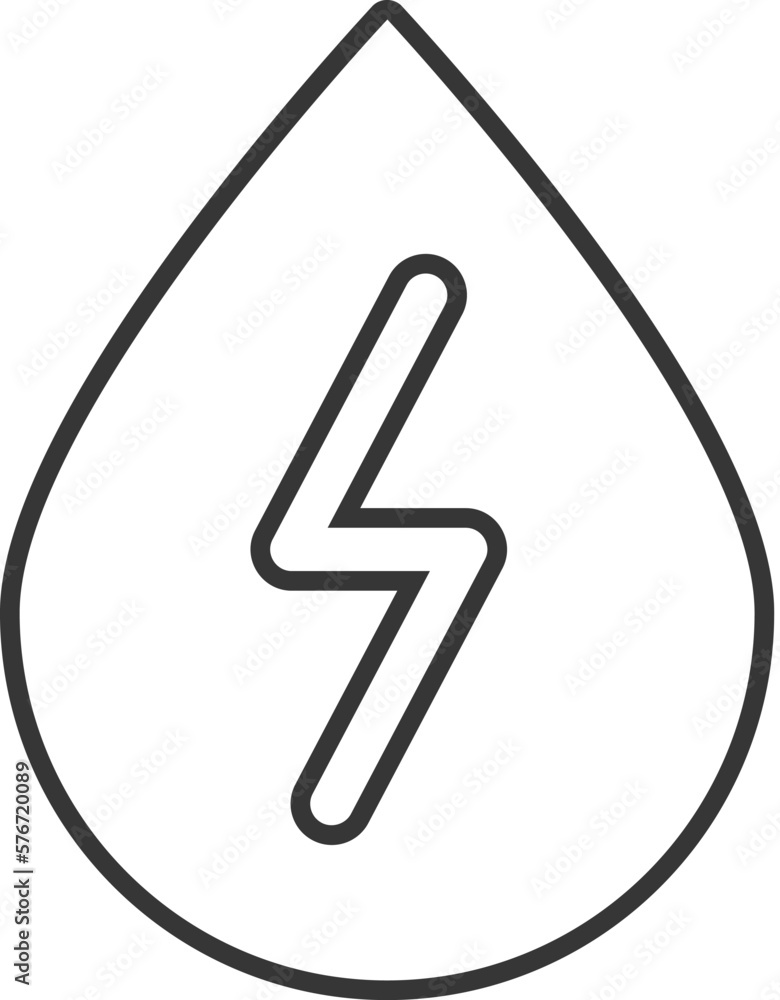 Poster sign of lightning in a drop of water icon. simple outline vector of sustainable energy set icons for