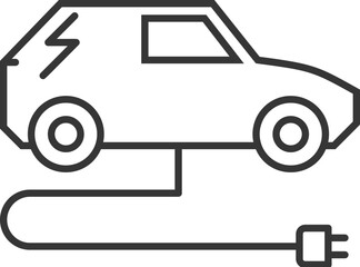 Electric car with electric plug vector icon