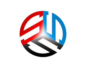 SSS Letter in red black and blue forming a circle logo