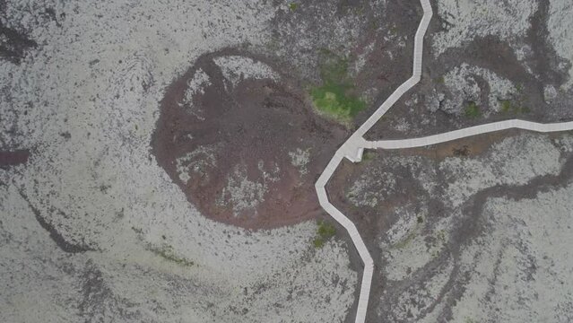 Aerial view of Grabrok volcano in Iceland.