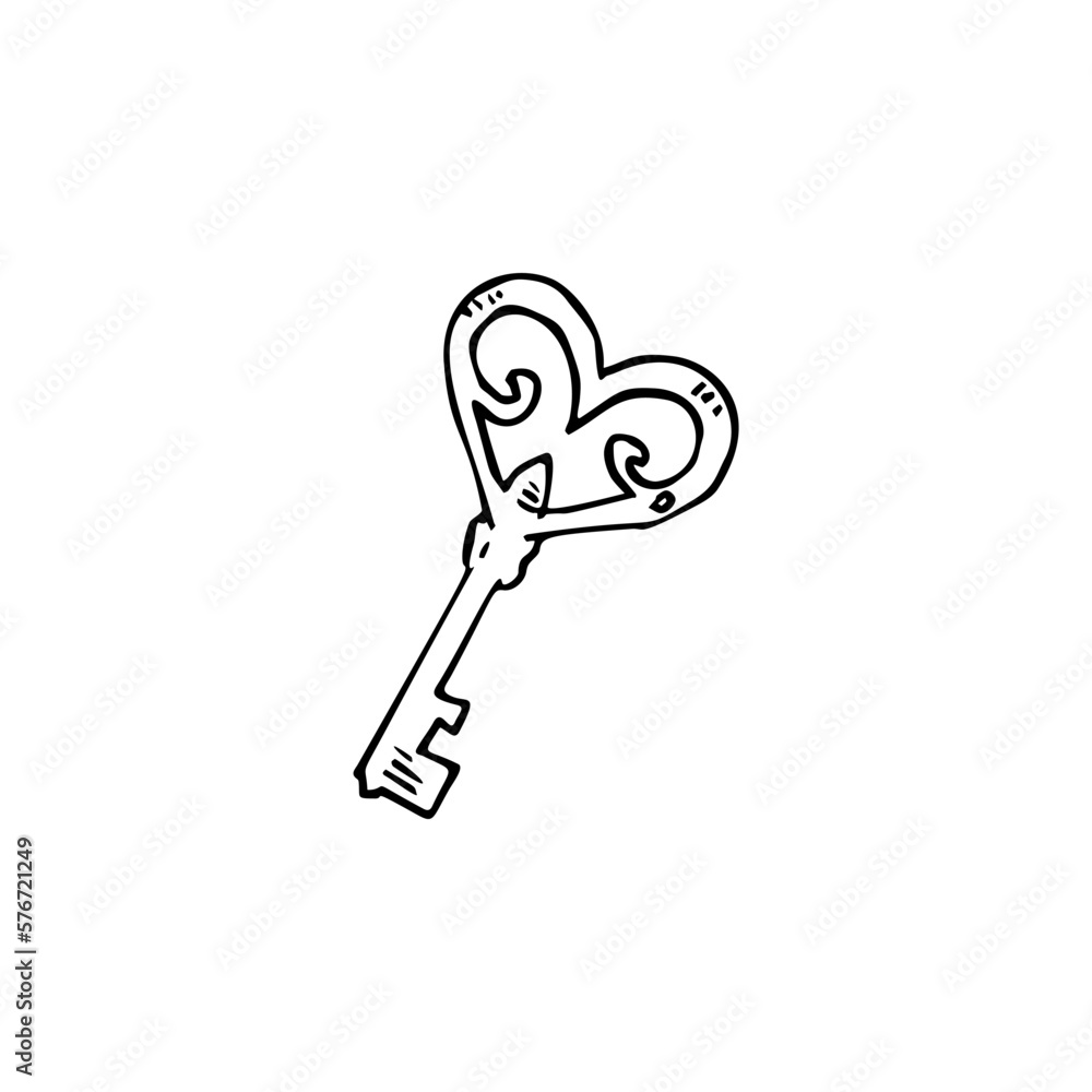 Aufkleber heart shaped key illustration. simple flat vector of valentine's day icons for ui and ux, website or