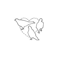 Silhouettes of pigeons, heart illustration vector icon