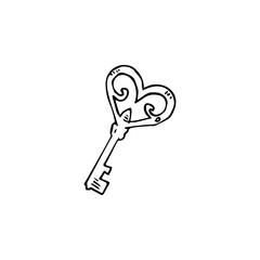 Heart shaped key illustration. Simple flat vector of valentine's day icons for ui and ux, website or mobile application on white background