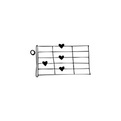 Chords, hearts illustration. Simple flat vector of valentine's day icons for ui and ux, website or mobile application on white background