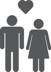 A pair of lovers, a girl and a guy icon. Simple glyph, flat vector of valentines day, love icons for UI and UX, website or mobile application on white background