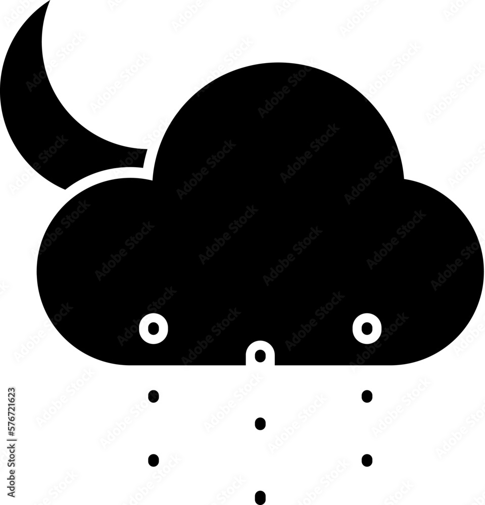 Poster rain or snow, moon, cloud icon. simple glyph vector of weather set for ui and ux, website or mobile 