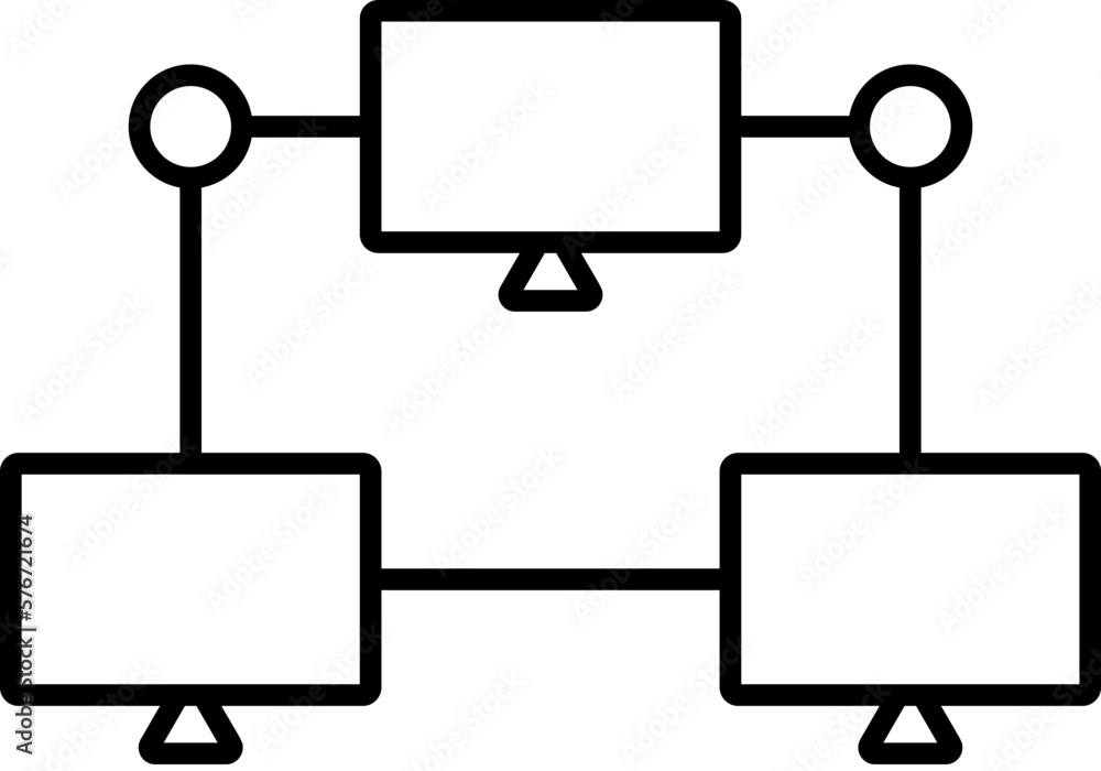Poster computer, connection icon. simple outline vector of web design development set icons for ui and ux, 
